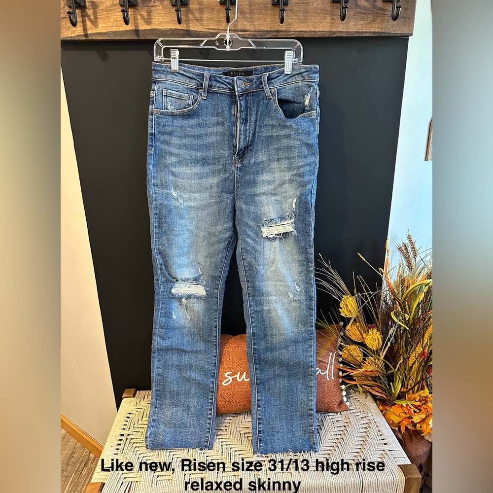 Like new, Risen Jean size 31/13 high rise relaxed skinny